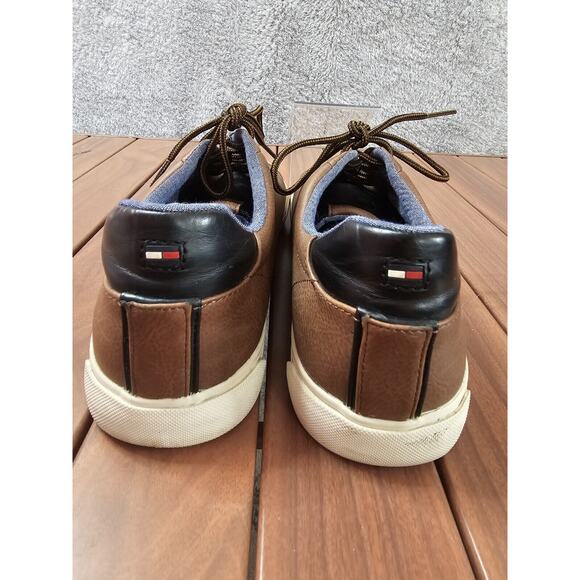 Tommy Hilfiger Men\'s Rance Designer Sneakers Shoes Leather Lace-Up Dark Brown 11 main image 4